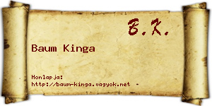 Baum Kinga névjegykártya